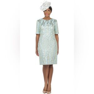 Giovanna Apparel Blue Gold Silver Marble Brocade MOB MOG Evening Extra Large 16W